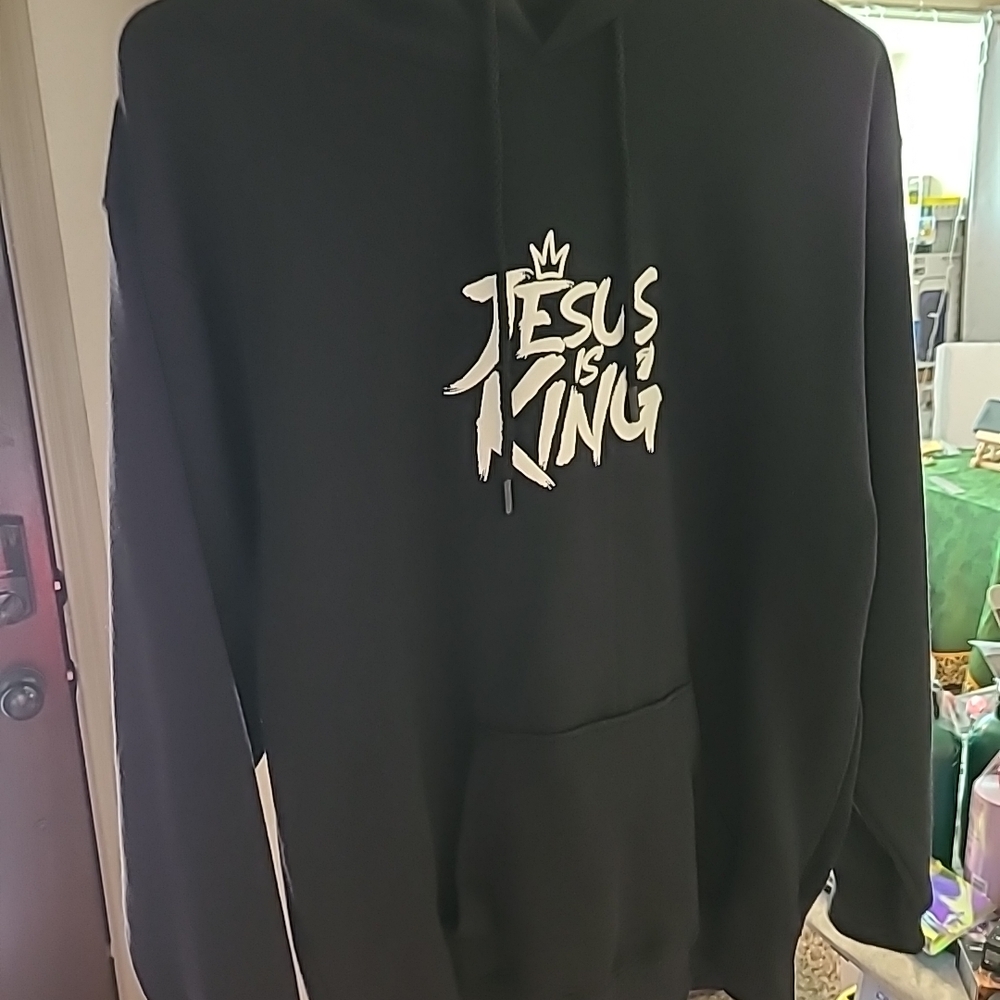 FA Black Hoodie with White 'Jesus is King' Print